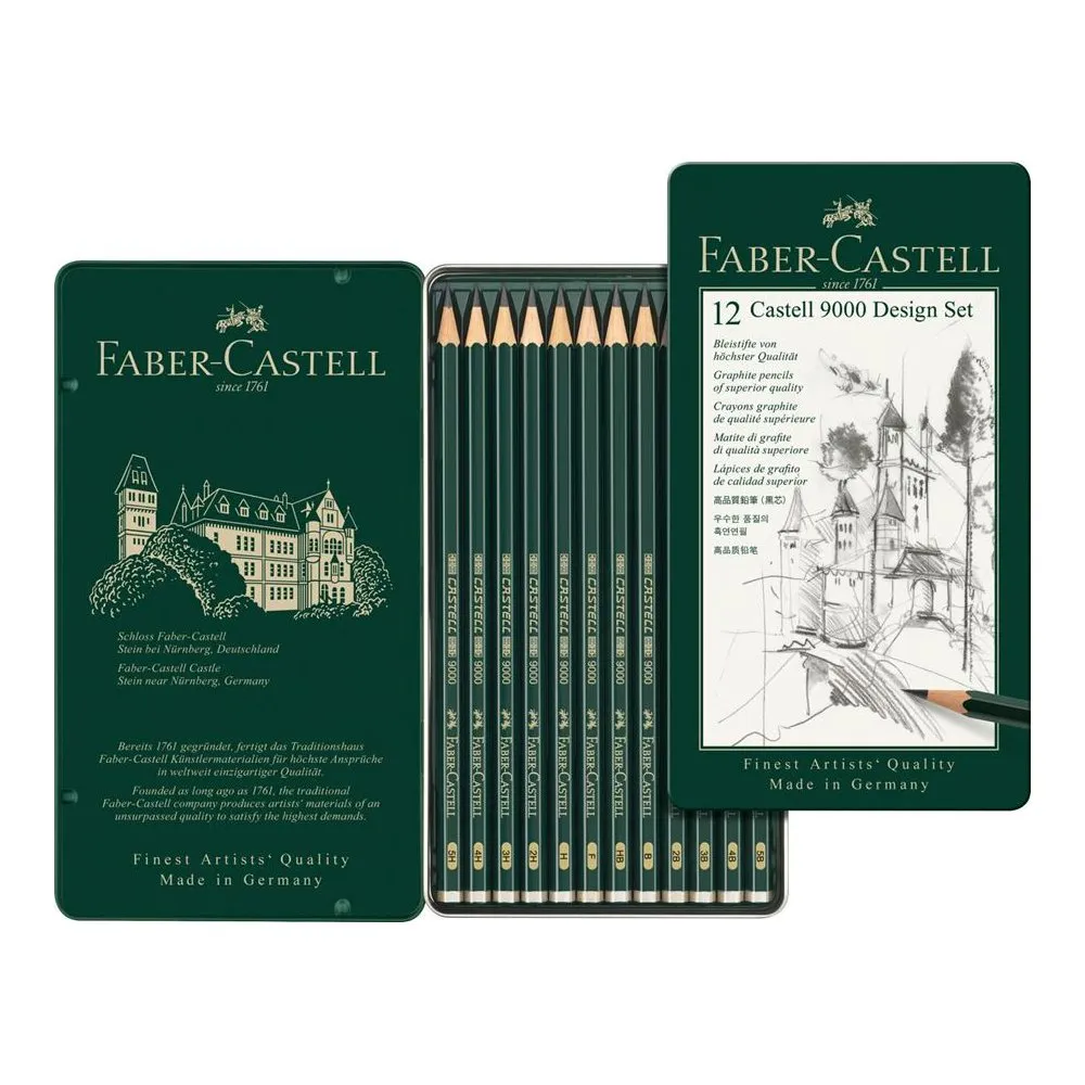 Castell 9000 graphite pencil, Design Set, tin of 12 - Pens - Faber Castell