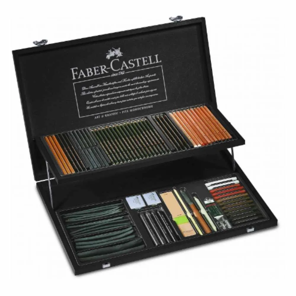 Pitt Monochrome wooden case, 85 pieces - Tools - Faber Castell