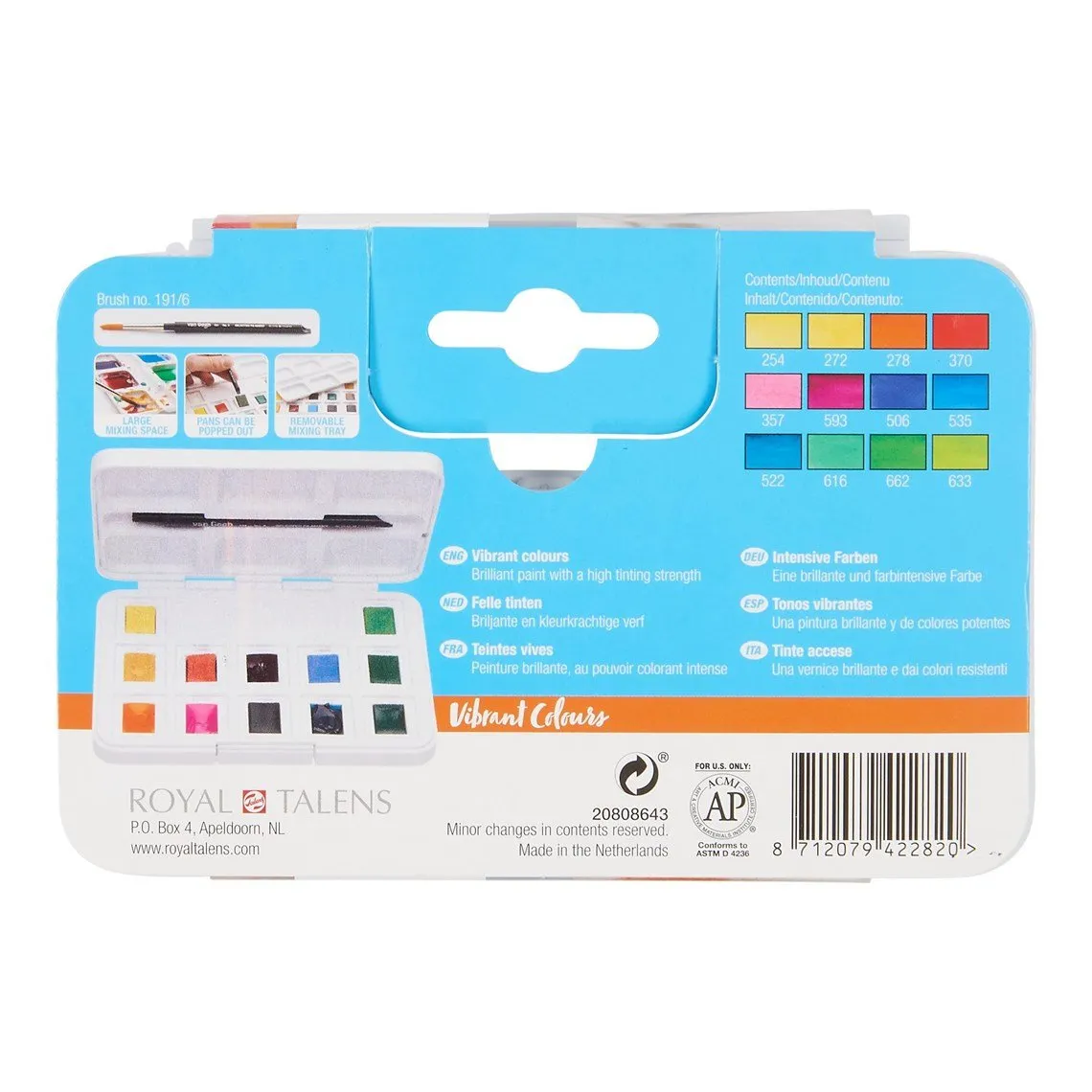 Watercolor Pocket Box Vibrant Colours - colors - Royal Talens - 2