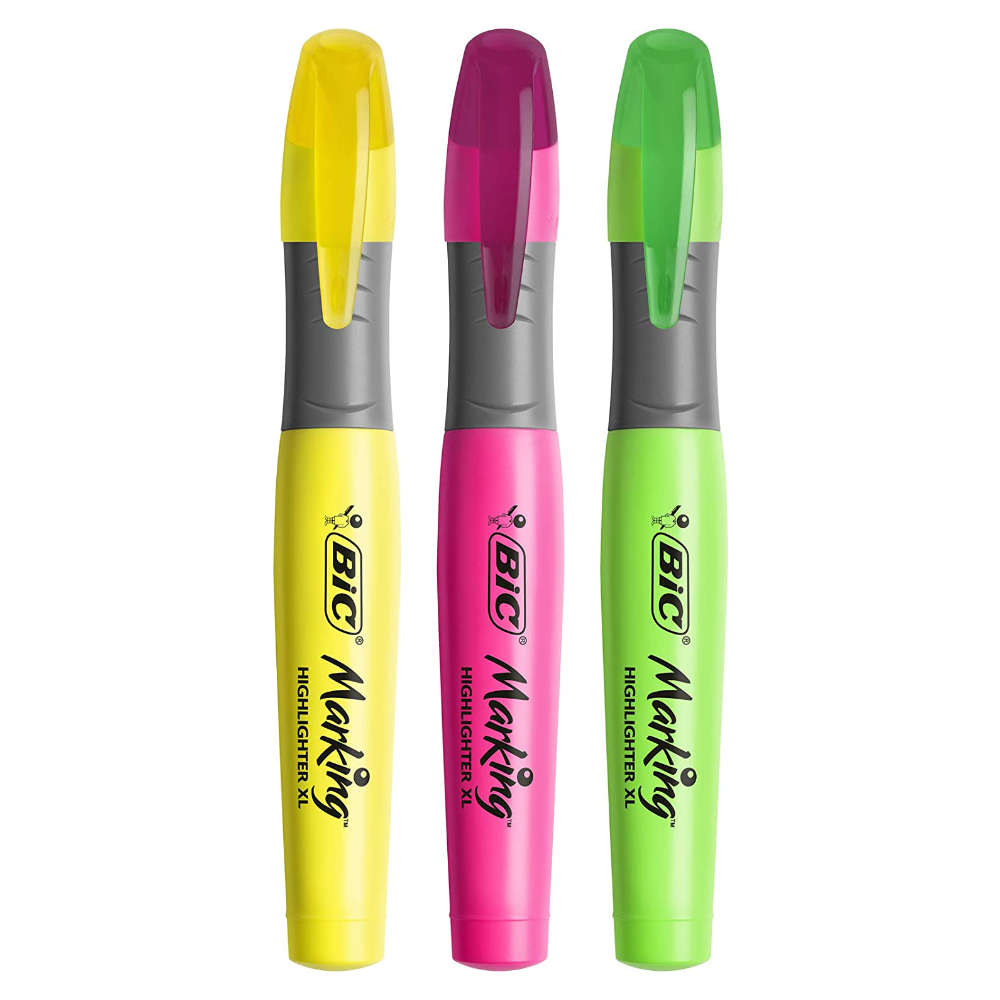 BIC Highlighters XL Assorted Fluorescent Colours 3 1