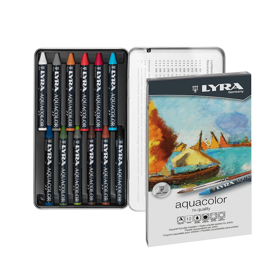 LR88906 Lyra Aquacolor Wax Crayons Tin of 12 P1