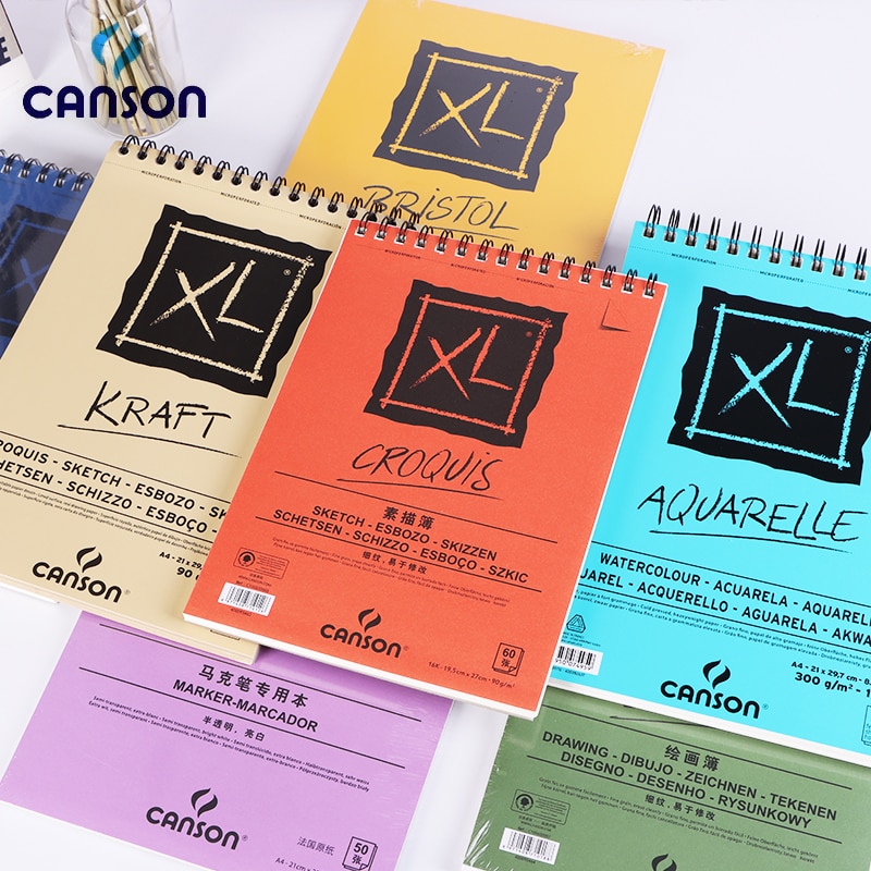 CANSON XL Series Creative Painting Book 16K 8K A4 A3 Sketch Marker Acrylic Watercolor Pencil Toner